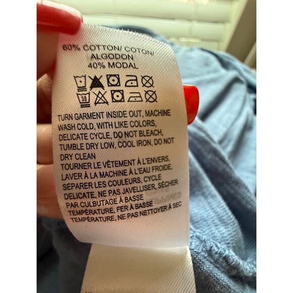 Lucky Brand Summer Dress XL Babydoll Empire Waist Cotton Blend Blue Flowy Tiered - Picture 7 of 7